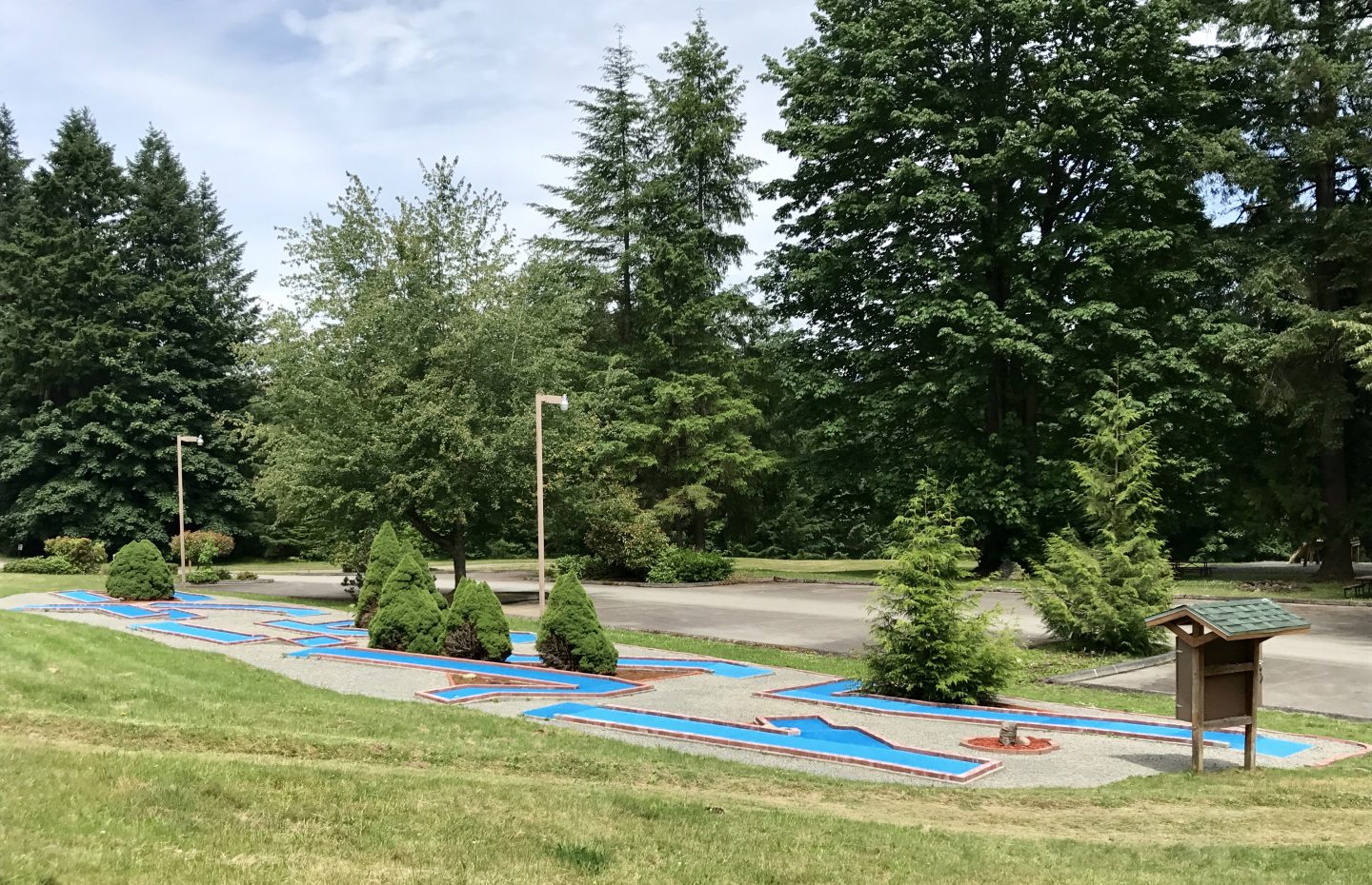 Since we love a good game of put-put, my youngest son and I played a round together on this nine-hole course.