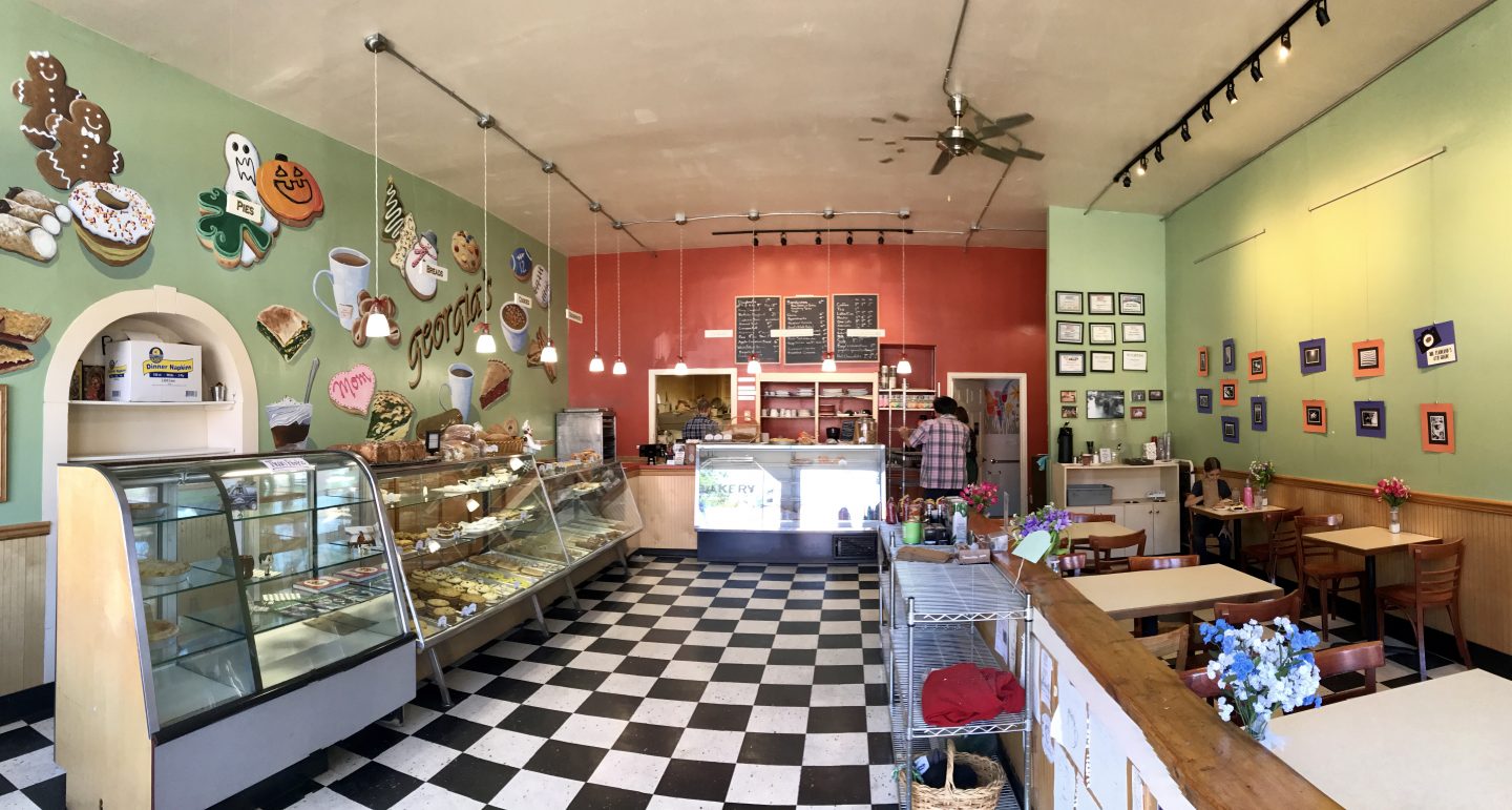 Georgia's Bakery and Cafe in North Bend, Washington, offers delicious homemade doughnuts, pies, sandwiches, quiche, and more. 
