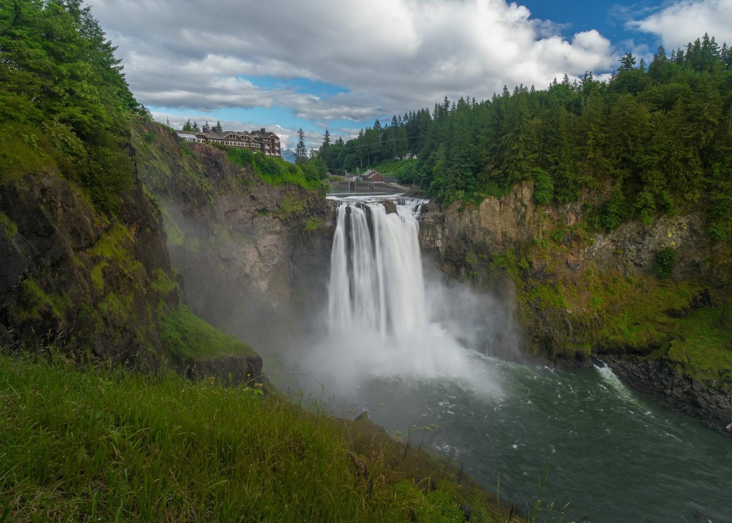 Snoqualmie Falls creates a lot of mist that is especially interesting to watch from the base of the falls.