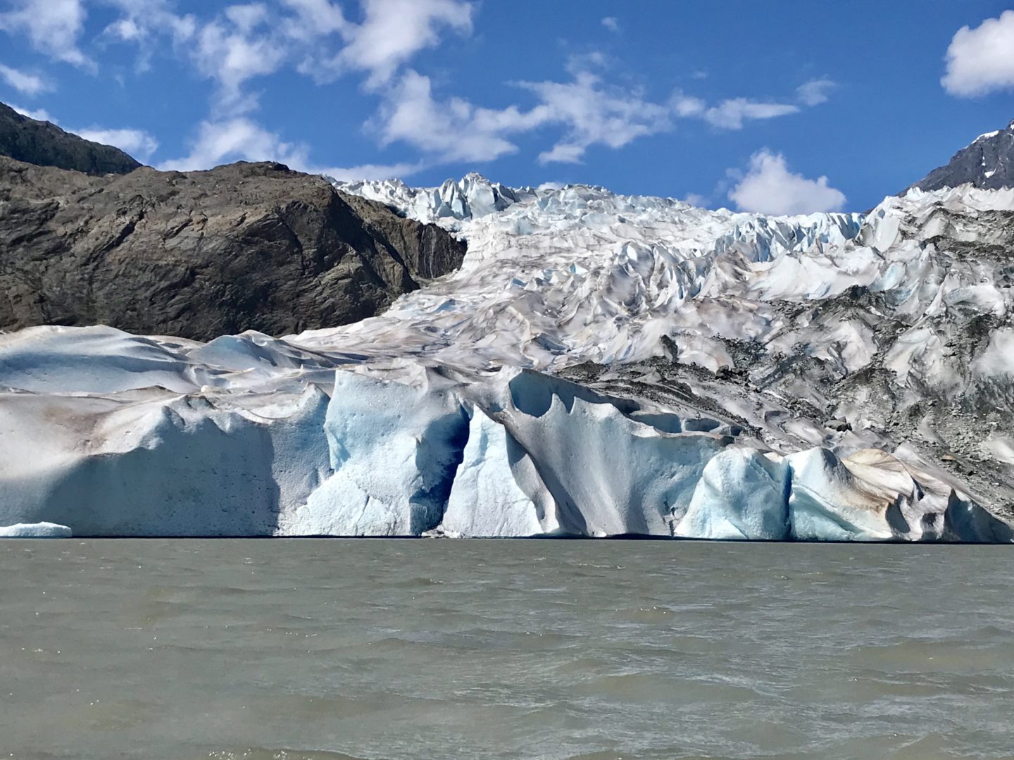 It was exciting to get closer and closer to the beautiful glacier with its blue hues. The vibrant color is caused by the tightly compacted snow, which becomes ice and absorbs all colors of the spectrum except blue. 