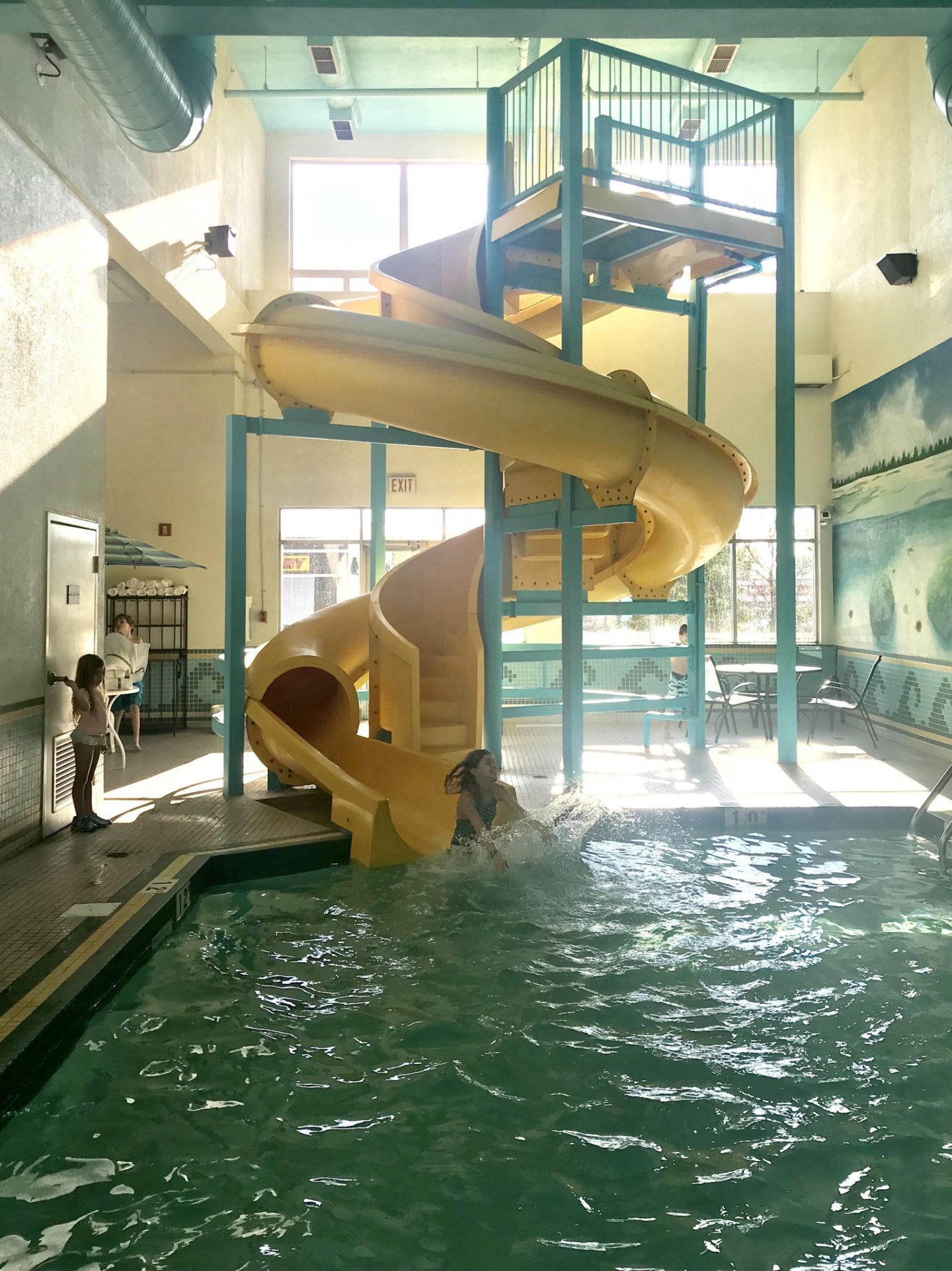 It may be hard to convince our kids that breaking down was a bad thing. Although we chose an economical hotel, it did come with free breakfast and a pool with a waterslide!